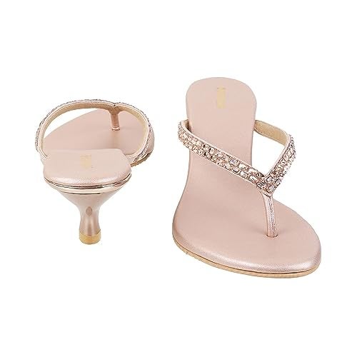 Mochi Women Rose Gold Kitten Heel Fashion Sandal UK/6 EU/39 (35-324) - Image 5