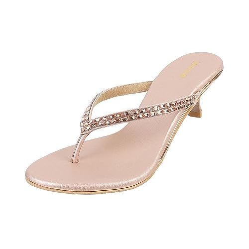 Mochi Women Rose Gold Kitten Heel Fashion Sandal UK/6 EU/39 (35-324) - Image 1