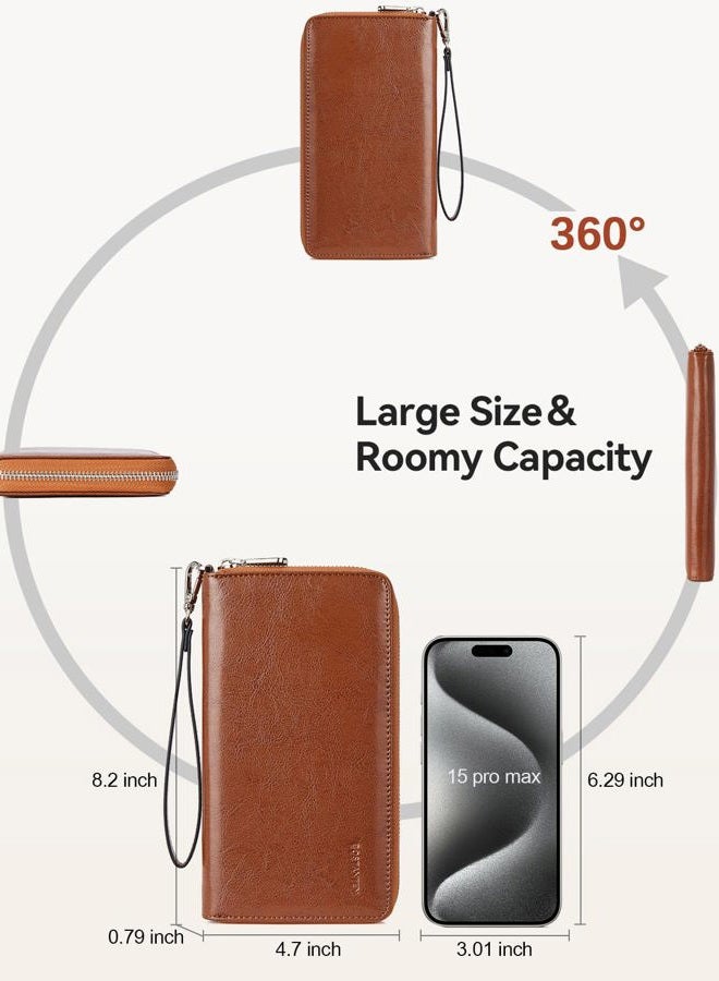 BOSTANTEN Leather Wallets for Women RFID Blocking Zip Around Credit Card Holder Phone Clutch Wristlet - Image 4