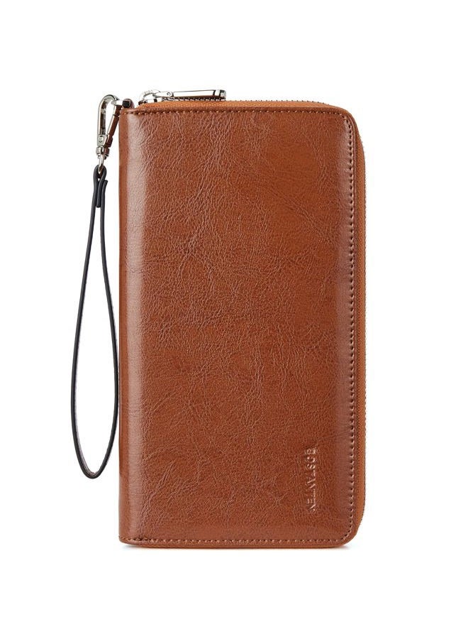 BOSTANTEN Leather Wallets for Women RFID Blocking Zip Around Credit Card Holder Phone Clutch Wristlet - Image 1