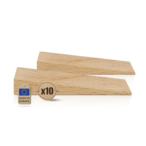 Tolux Wooden Wedges Hardwood Wedge Beech Wood Wedge Wooden Doorstop Handy Tool in Carpentry Construction and Various DIY Projects Size 65x20x6 mm 25x08x02 in Pack of 10 pcs - Image 1