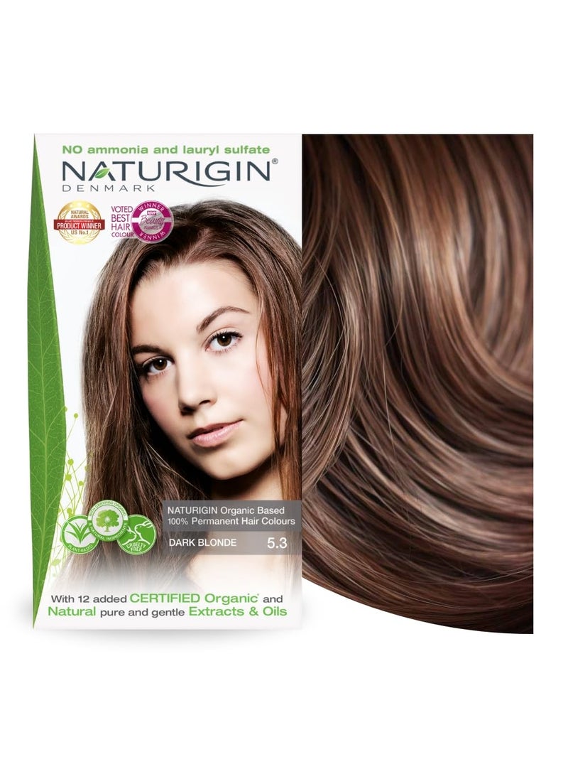 NATURIGIN - Naturigin Permanent Hair Color, 5.3 Dark Blonde, Ammonia and Paraben Free, up to 100% Gray Hair Coverage, Long Lasting, Vegan, Cruelty Free - Image 1