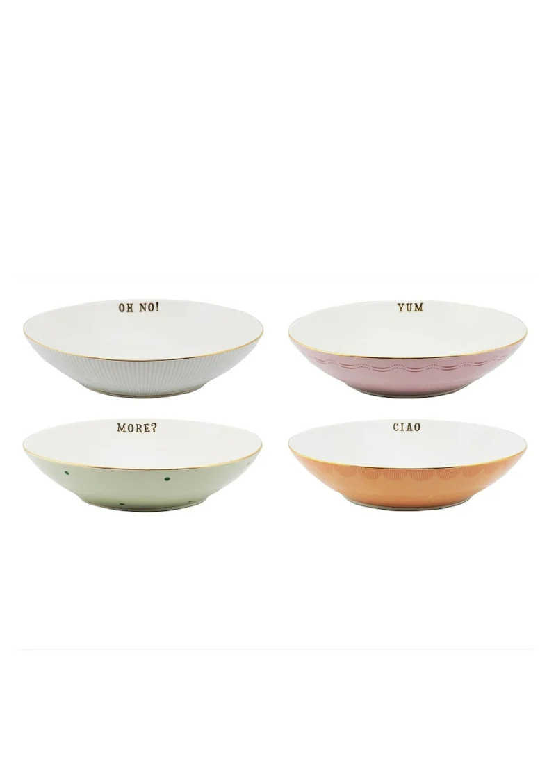 YVONNE ELLEN 4 Piece Slogan Pasta Bowl