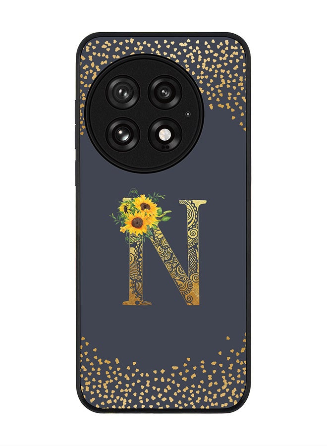 Stylizedd For OnePlus 13 5G Case,Slim fit Camera Protection, Shockproof Thin Phone cover  - Custom Floral Monogram - N  (Grey ) - Image 1