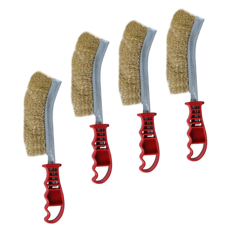 4Pcs Portable BBQ Grill Brush Set with Handle Compact Lightweight Outdoor Barbecue Cleaner for Camping and Home Use - Image 2