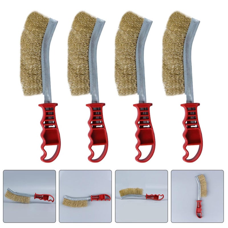 4Pcs Portable BBQ Grill Brush Set with Handle Compact Lightweight Outdoor Barbecue Cleaner for Camping and Home Use - Image 5