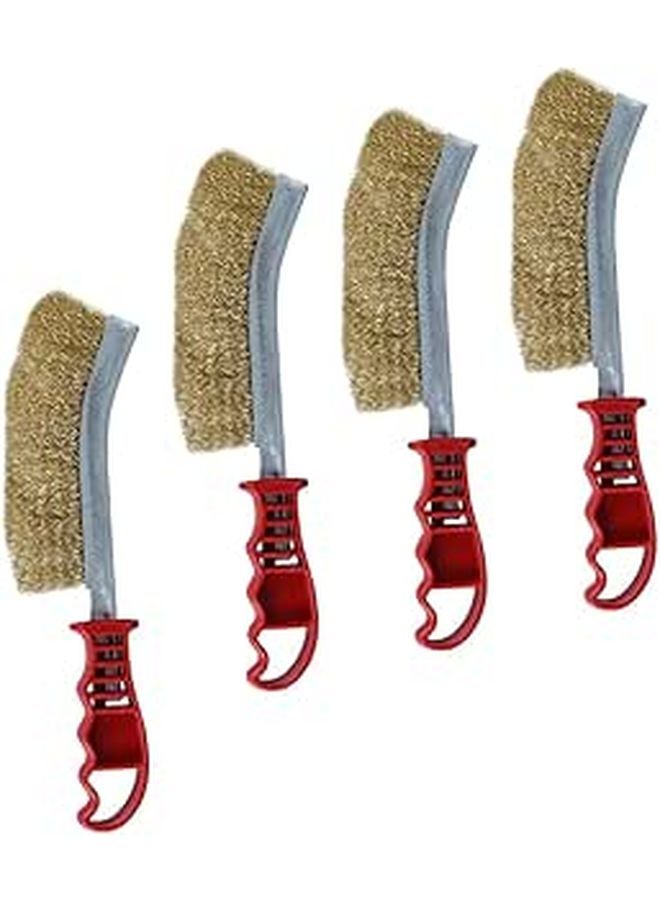 4Pcs Portable BBQ Grill Brush Set with Handle Compact Lightweight Outdoor Barbecue Cleaner for Camping and Home Use - Image 1