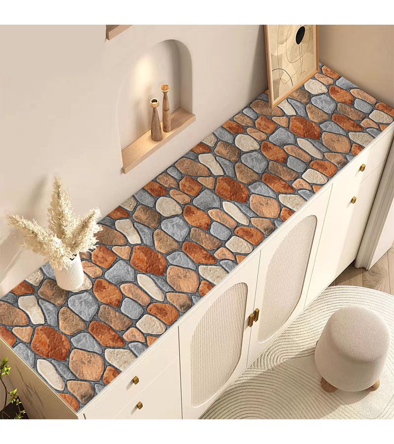 Non Slip Irregular Geometric Stone Yellow Gray Pattern Desktop Protector Mats Desk Table Mat For Countertop Dining Room Kitchen Decor 40x180cm 15.7x70.8 Inch - Image 4