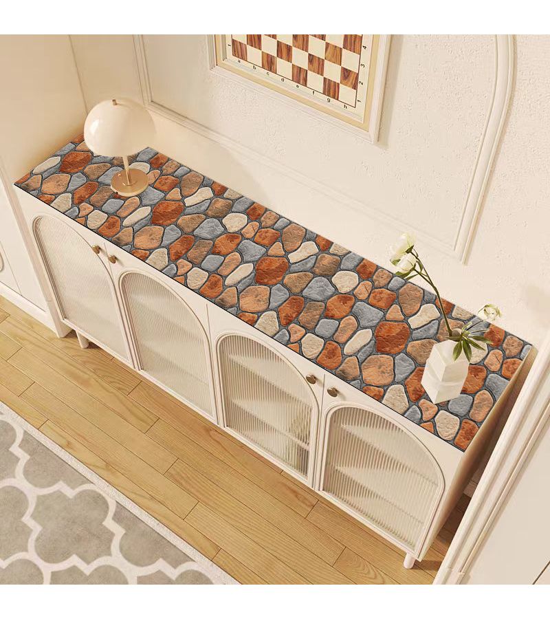 Non Slip Irregular Geometric Stone Yellow Gray Pattern Desktop Protector Mats Desk Table Mat For Countertop Dining Room Kitchen Decor 40x180cm 15.7x70.8 Inch - Image 5