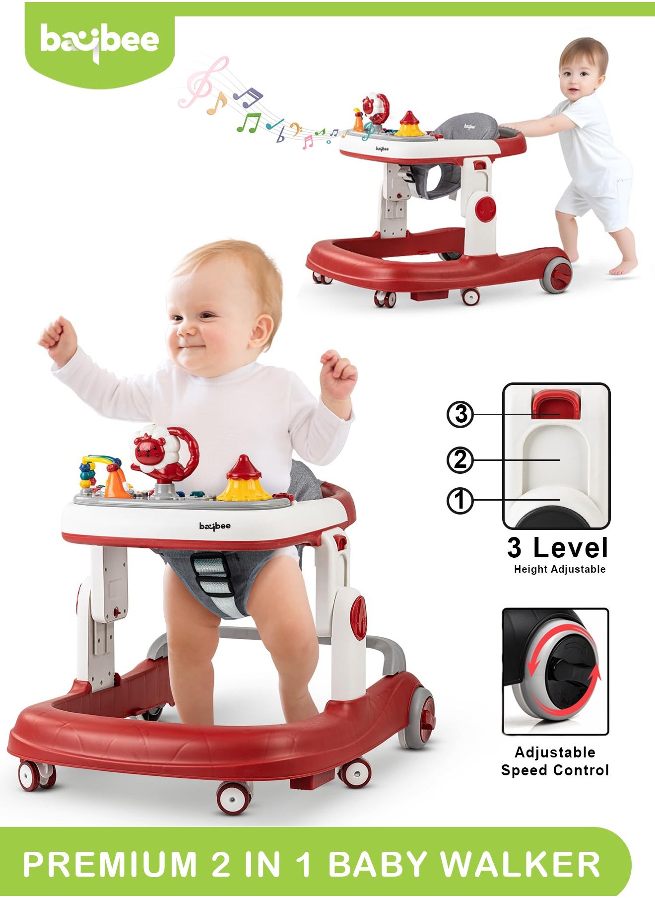 BAYBEE Astro 2 in 1 Baby Walker Round Kids Walker With 3 Adjustable Height Musical Toy Best Price UAE Dubai Abu Dhabi