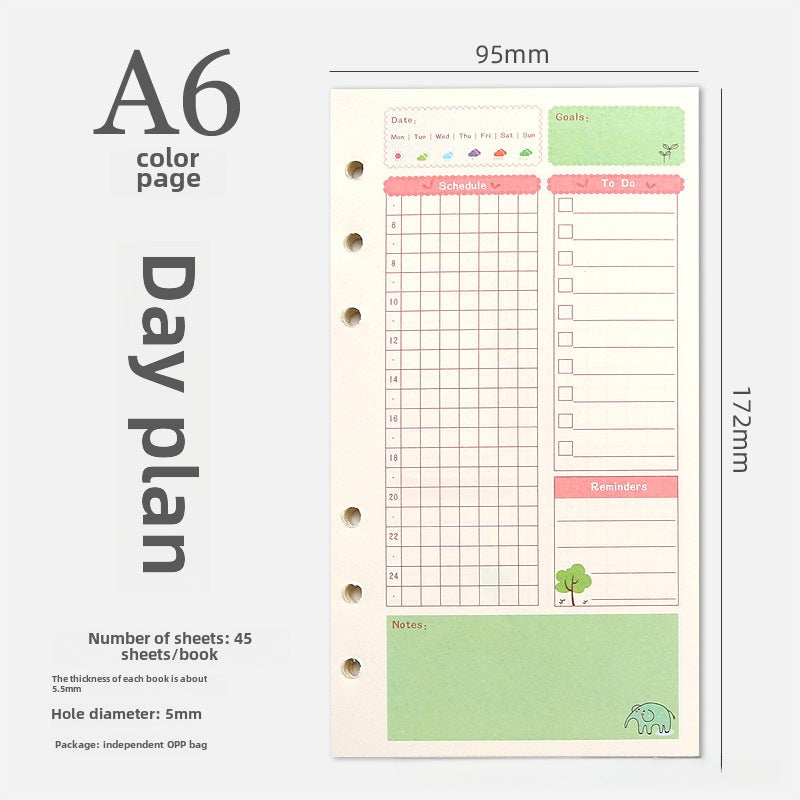 Generic 6-Hole A5/A6 Colorful Blank Dot Grid Planner Refill A6 Day plan 