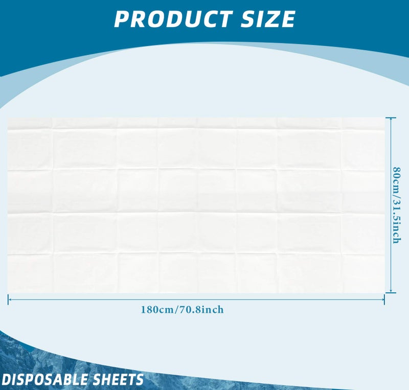 Tatuo 50 Pieces 31 x 70 Inches Disposable Bed Sheets Bed Cover Massage Table Sheet Non-woven Fabric for Spa, Lash, Beauty Salon, Waxing, Hotels(White) - Image 3