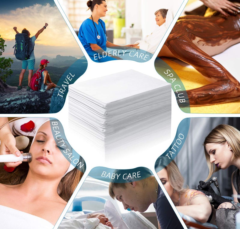 Tatuo 50 Pieces 31 x 70 Inches Disposable Bed Sheets Bed Cover Massage Table Sheet Non-woven Fabric for Spa, Lash, Beauty Salon, Waxing, Hotels(White) - Image 5