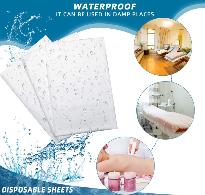 Tatuo 50 Pieces 31 x 70 Inches Disposable Bed Sheets Bed Cover Massage Table Sheet Non-woven Fabric for Spa, Lash, Beauty Salon, Waxing, Hotels(White) - Image 4