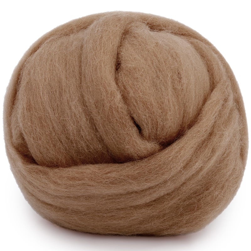 Mayboos Wool Roving Yarn, 1.76oz Colored Natural Wool Roving,Wool Felting Supplies Pure Wool Chunky Yarn for Wet Felting handcrafts and Spinning (Bright Brown Color) - Image 1