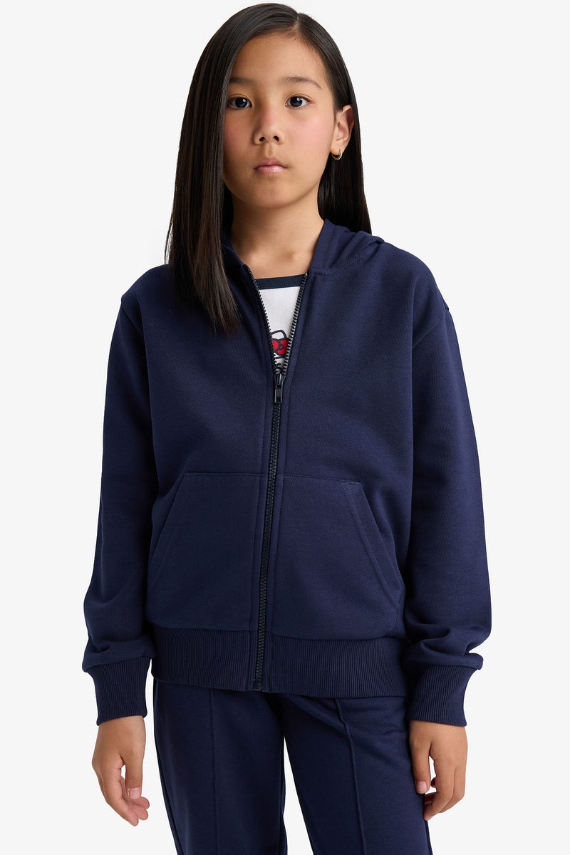 DeFacto Girl Regular Fit Hooded Cardigan Basic - Image 3