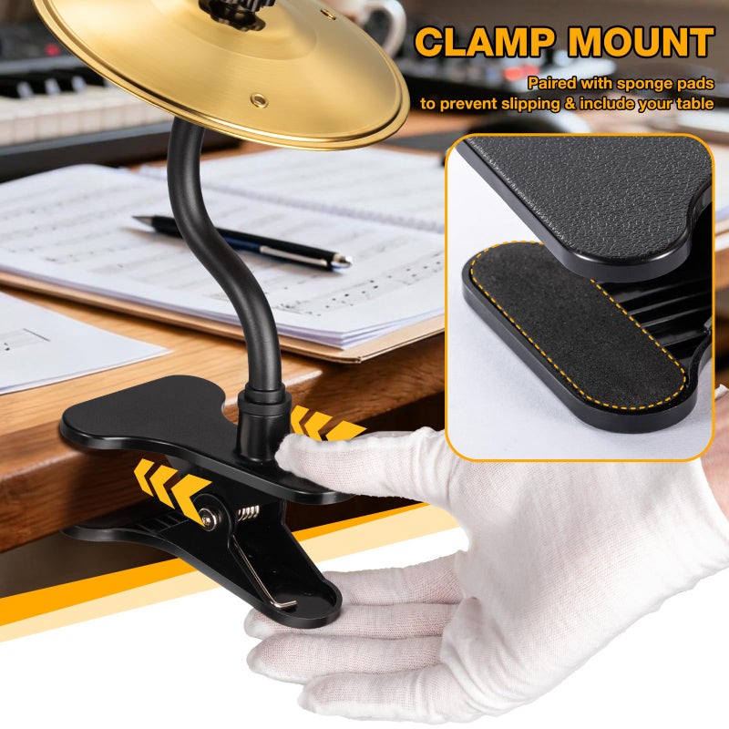 Facmogu Mini Clip-On Desktop Cymbal, Mini Desk Drum for Music Lovers, Relieve Your Work & Study Stress with Fun Gold Percussion Accessory, Easy Installation for Most Desk Types - Image 2
