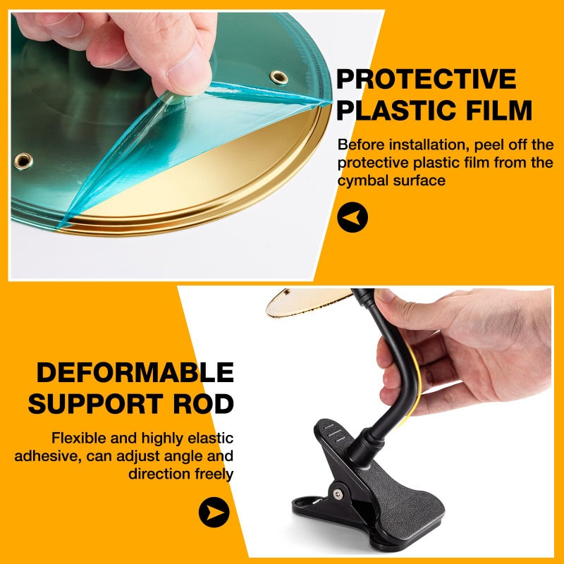 Facmogu Mini Clip-On Desktop Cymbal, Mini Desk Drum for Music Lovers, Relieve Your Work & Study Stress with Fun Gold Percussion Accessory, Easy Installation for Most Desk Types - Image 4