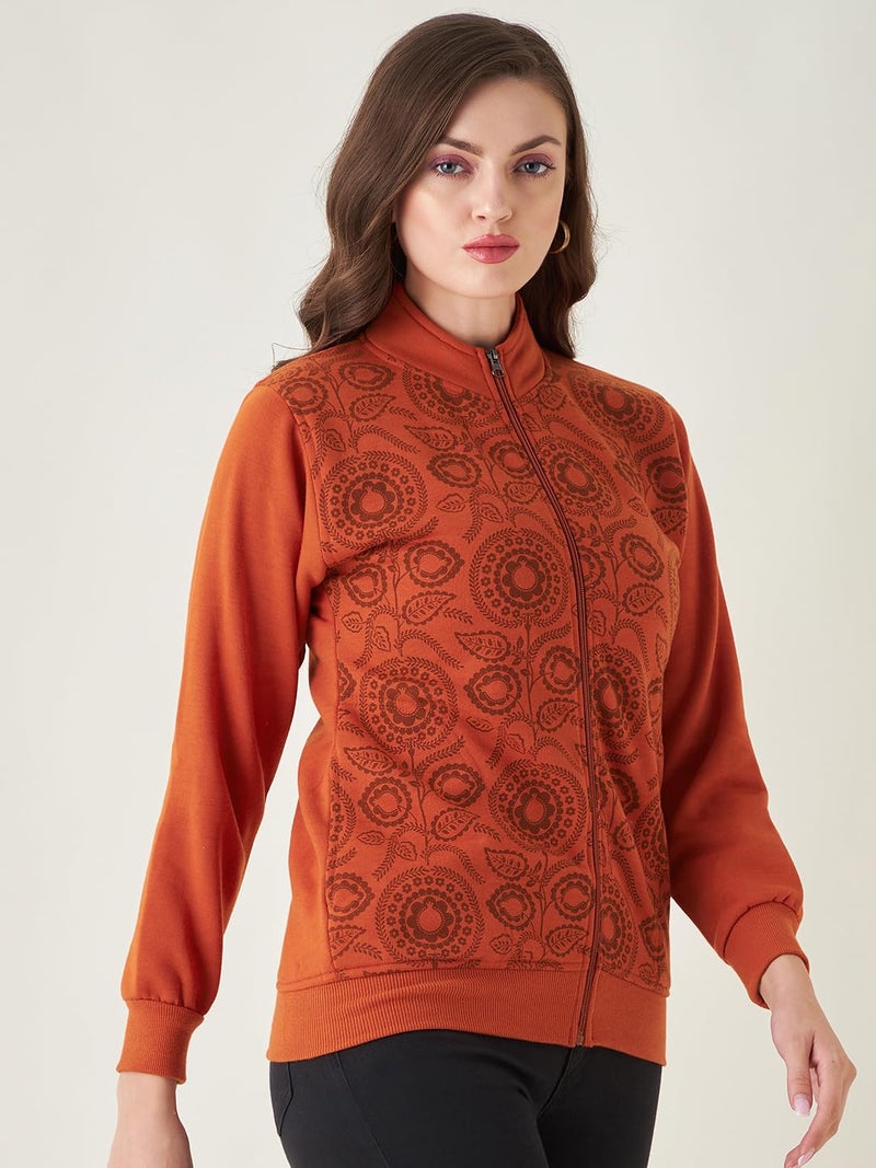 Pivl Women's Winter Printed casual Jacket_RUST_M - Image 4