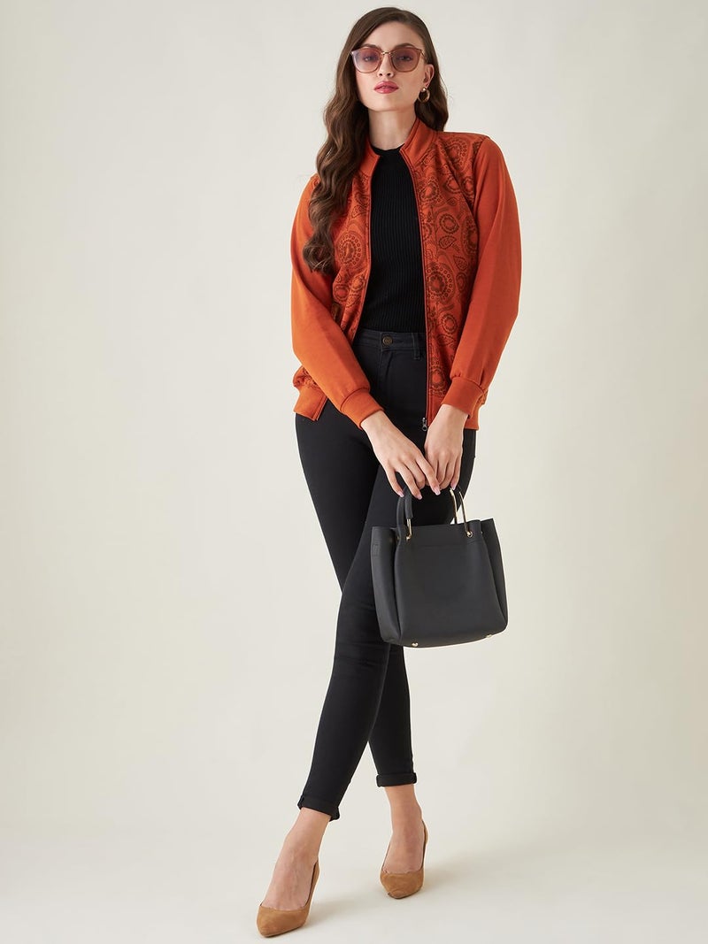 Pivl Women's Winter Printed casual Jacket_RUST_M - Image 2