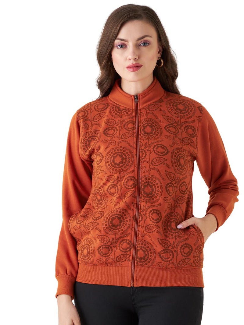 Pivl Women's Winter Printed casual Jacket_RUST_M - Image 1