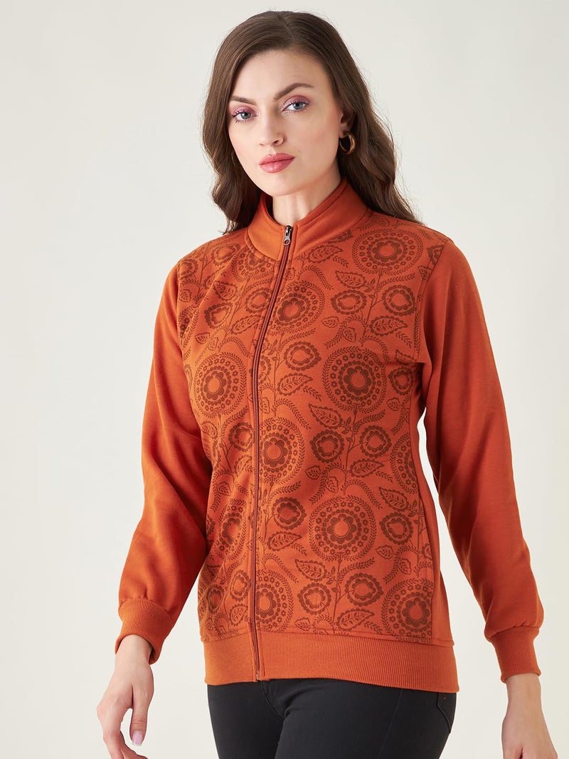 Pivl Women's Winter Printed casual Jacket_RUST_M - Image 3