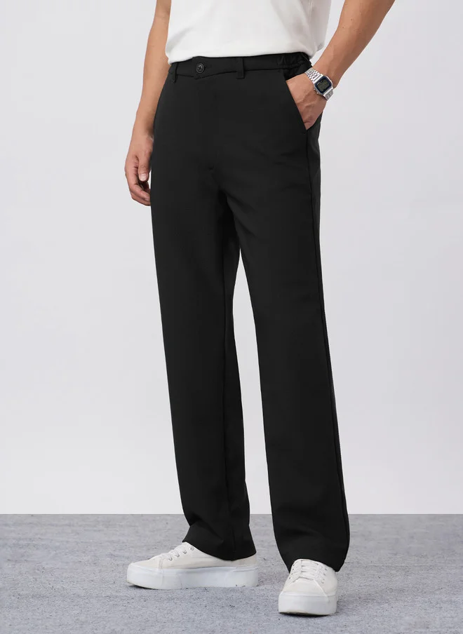 ذا سوليد ستور The Souled Store Men Regular Fit Solid Black Super Flex Pants