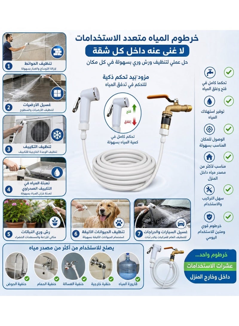 168 خرطوم مية 6 مللى بطول 10 متر للاستخدام داخل الشقة - نحتاج الخرطوم لتنظيف الحوائط وغسيل الارضيات وتنظيف التكييف وتعبئة المية فى التكييف الصحراوى و رش الزرع و تنظيف الحيوانات الاليفة .. الخ وايضا يمتاز بوجود يد للتحكم فى ايقاف او تشغيل المية بالكمية المناسبة فى المكان المناسب - Image 3
