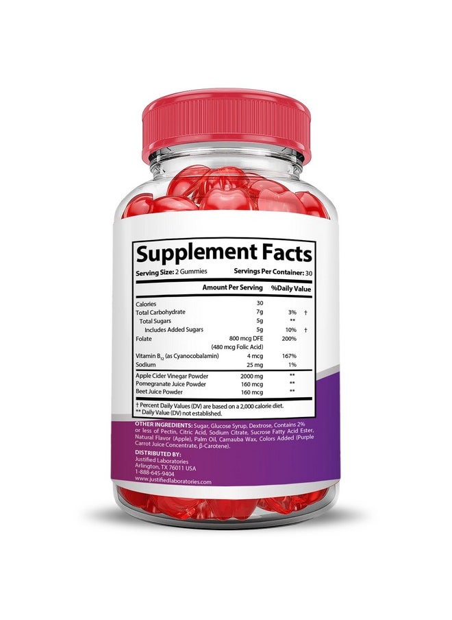 Justified Laboratories - Keto Drops Keto ACV Gummies Extreme 2000MG Keto Drops Keto Gummies Advanced Formula Apple Cider Vinegar with Pomegranate Beet Juice Powder B12 Vegan Non GMO 60 Gummys - Image 1