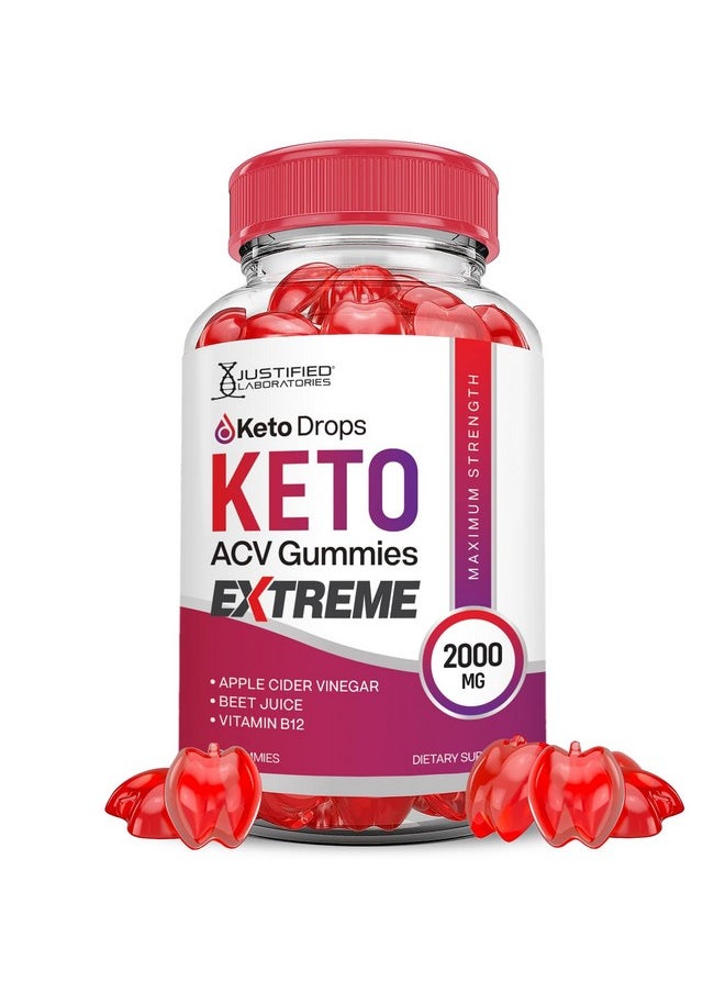 Justified Laboratories - Keto Drops Keto ACV Gummies Extreme 2000MG Keto Drops Keto Gummies Advanced Formula Apple Cider Vinegar with Pomegranate Beet Juice Powder B12 Vegan Non GMO 60 Gummys - Image 1