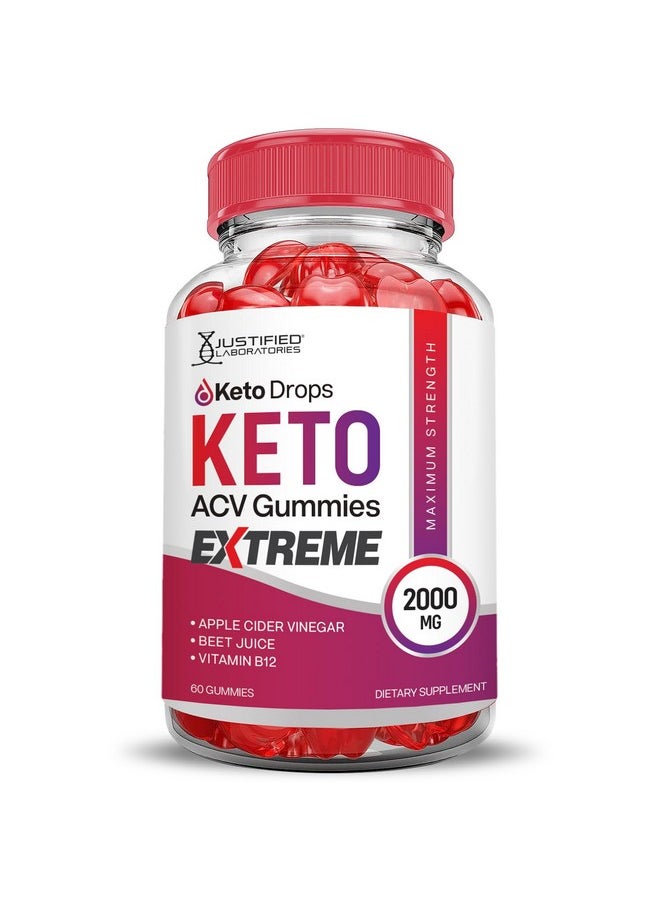 Justified Laboratories - Keto Drops Keto ACV Gummies Extreme 2000MG Keto Drops Keto Gummies Advanced Formula Apple Cider Vinegar with Pomegranate Beet Juice Powder B12 Vegan Non GMO 60 Gummys - Image 1