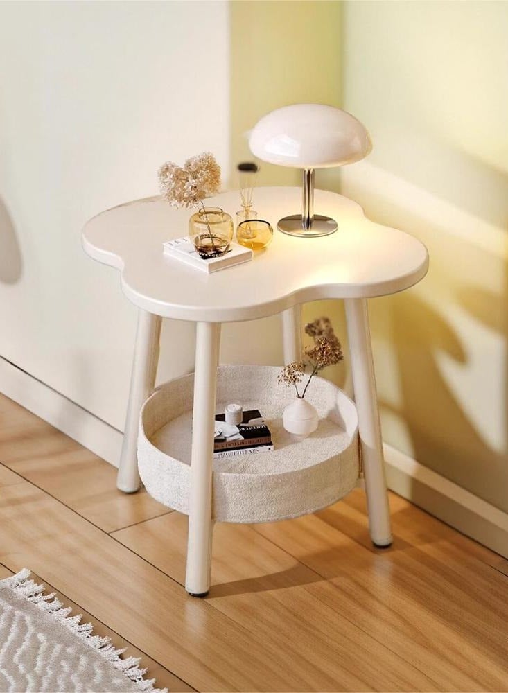 شو وو طاولات جانبية للسرير بطبقتين مقاس 50 سم × 40 سم، طاولة قهوة لغرفة المعيشة الحديثة، خزانة صغيرة بجانب السرير وغرفة النوم، مناسبة لطاولة جانبية مزخرفة بمساحة صغيرة - Image 1