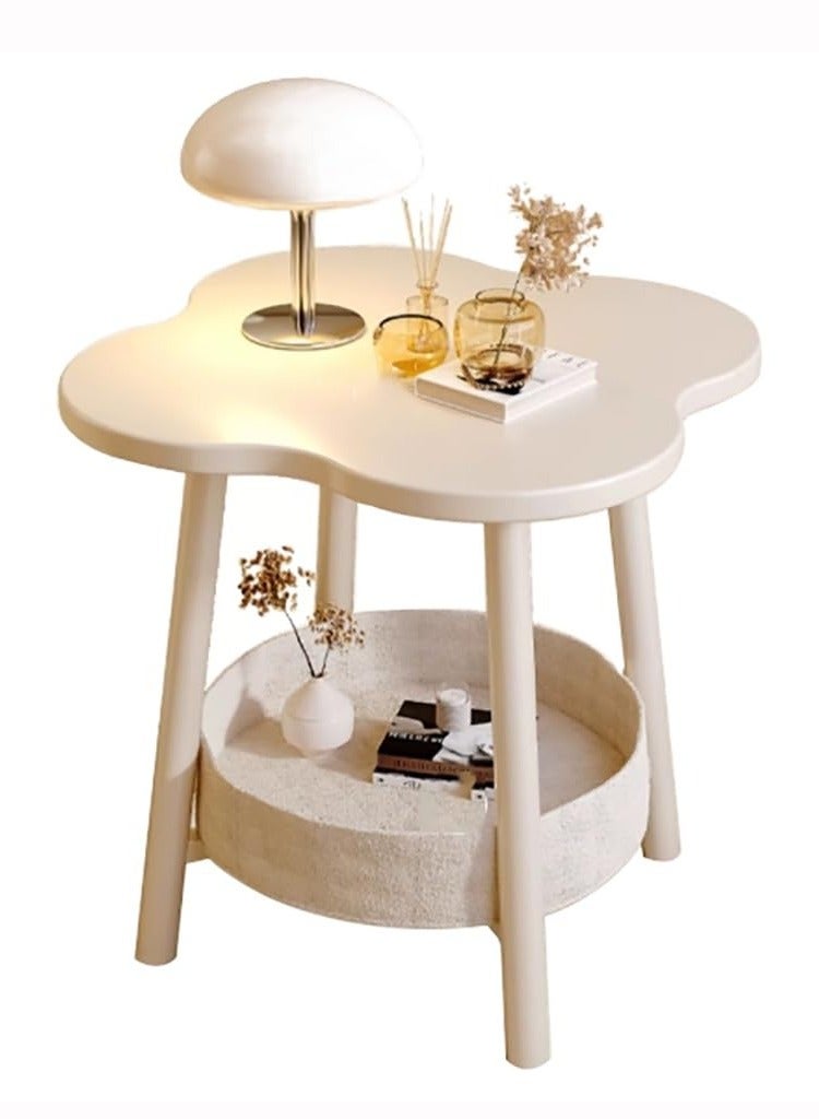 شو وو طاولات جانبية للسرير بطبقتين مقاس 50 سم × 40 سم، طاولة قهوة لغرفة المعيشة الحديثة، خزانة صغيرة بجانب السرير وغرفة النوم، مناسبة لطاولة جانبية مزخرفة بمساحة صغيرة - Image 3