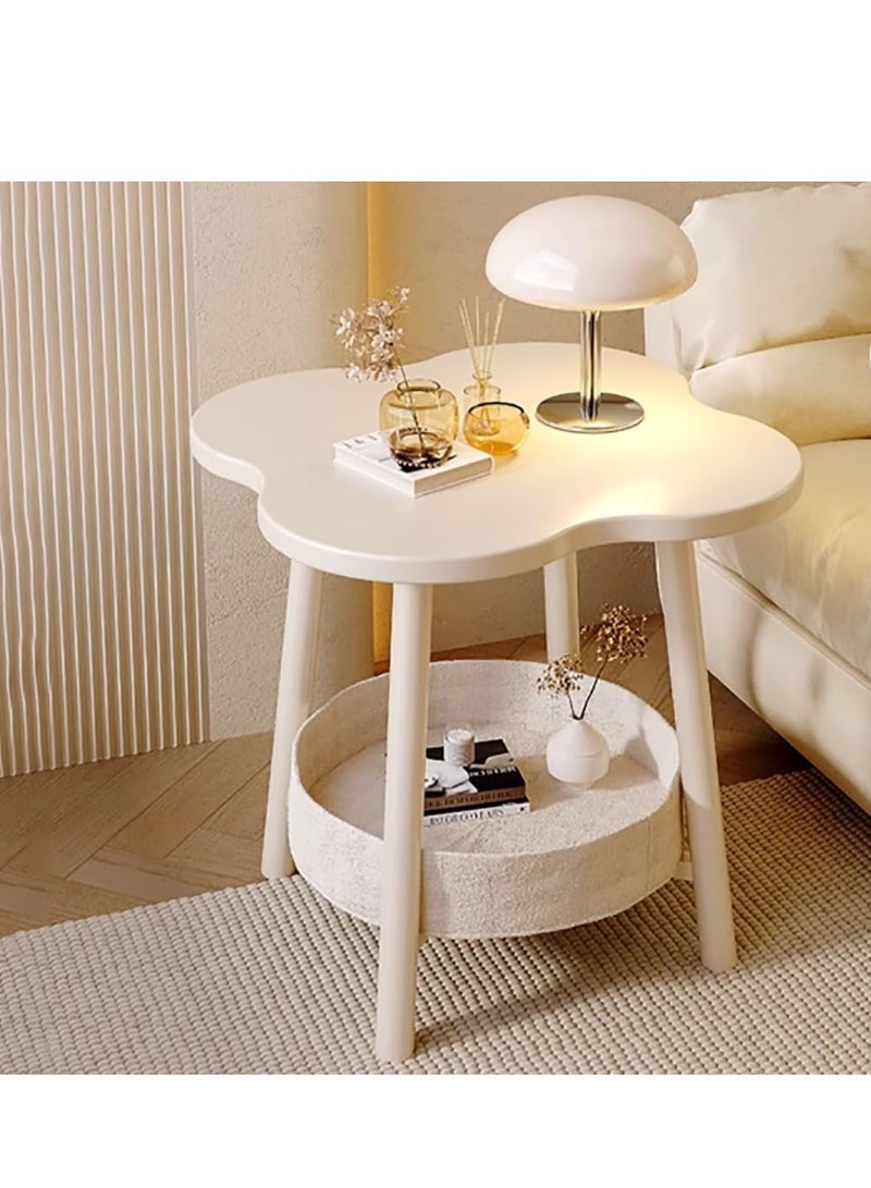 شو وو طاولات جانبية للسرير بطبقتين مقاس 50 سم × 40 سم، طاولة قهوة لغرفة المعيشة الحديثة، خزانة صغيرة بجانب السرير وغرفة النوم، مناسبة لطاولة جانبية مزخرفة بمساحة صغيرة - Image 2