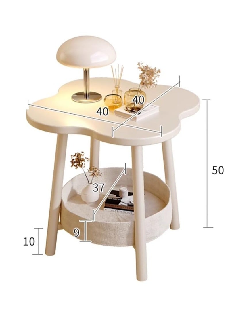 شو وو طاولات جانبية للسرير بطبقتين مقاس 50 سم × 40 سم، طاولة قهوة لغرفة المعيشة الحديثة، خزانة صغيرة بجانب السرير وغرفة النوم، مناسبة لطاولة جانبية مزخرفة بمساحة صغيرة - Image 4