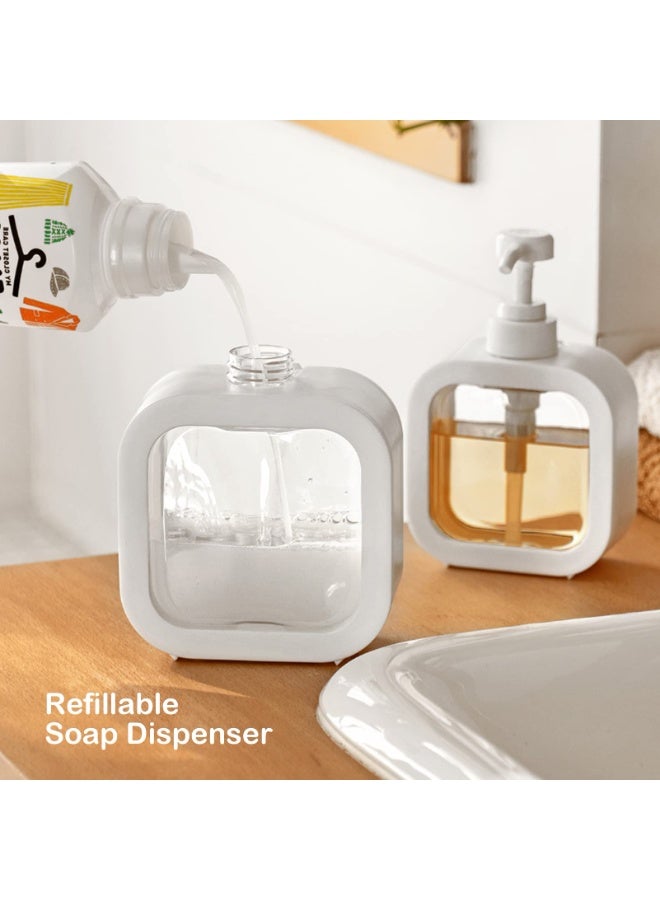 غنافوتو 2 أجهزة الصابون المزودة ، 300ml و 500ml أجهزة غسيل اليد القابلة لإعادة التعبئة لأجهزة غسيل اليدين في حمام المطبخ غسيل اليدين أوعية مع مضخة صابون البلاستيك شفافة زجاجة مضخة الصابون - Image 2