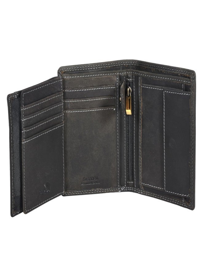 Sassora Genuine Leather RFID Aeroplane Embossed Pattern Large Notecase (Black) - Image 2