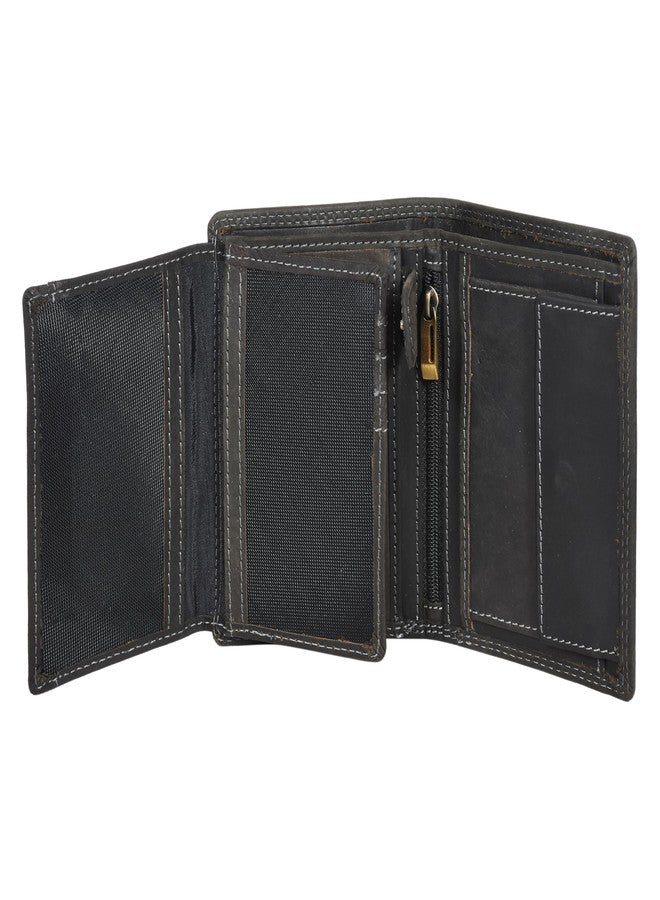 Sassora Genuine Leather RFID Aeroplane Embossed Pattern Large Notecase (Black) - Image 5