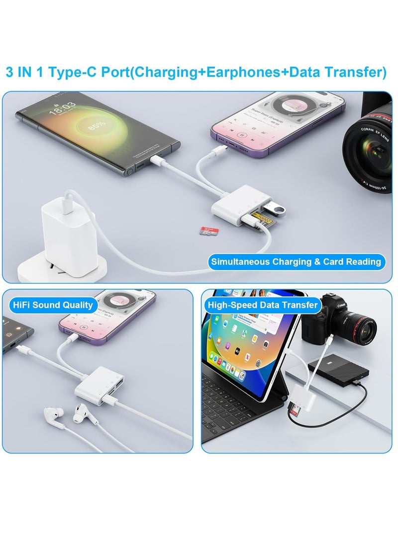 RATSAW Sd Card Reader for iPhone iPad Camera 4 in 2 SD Card Reader USB C/Light-ning to SD/TF Card Flash Drive Reader Supports SD and TF Card Trail Camera Viewer Sd Card Adapter Portable Micro Sd Card Reader Plug and Play  - Image 3
