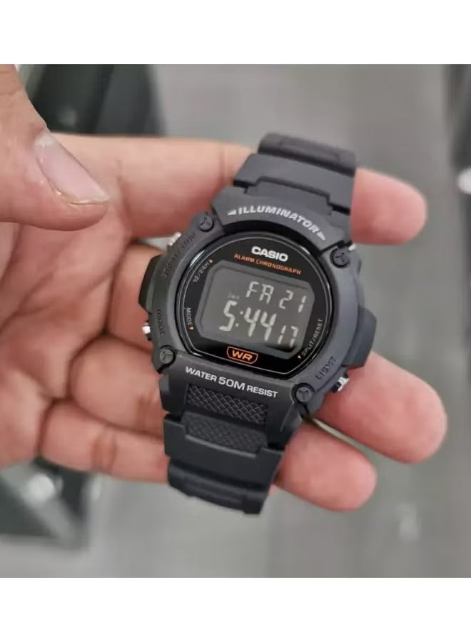 كاسيو ساعة كاسيو W-219H-8BVDF الرقمية للرجال بسوار من الراتنج - مقاومة للماء حتى عمق 50 مترًا، مزودة بإضاءة LED وساعة توقيت ومنبه - Image 2