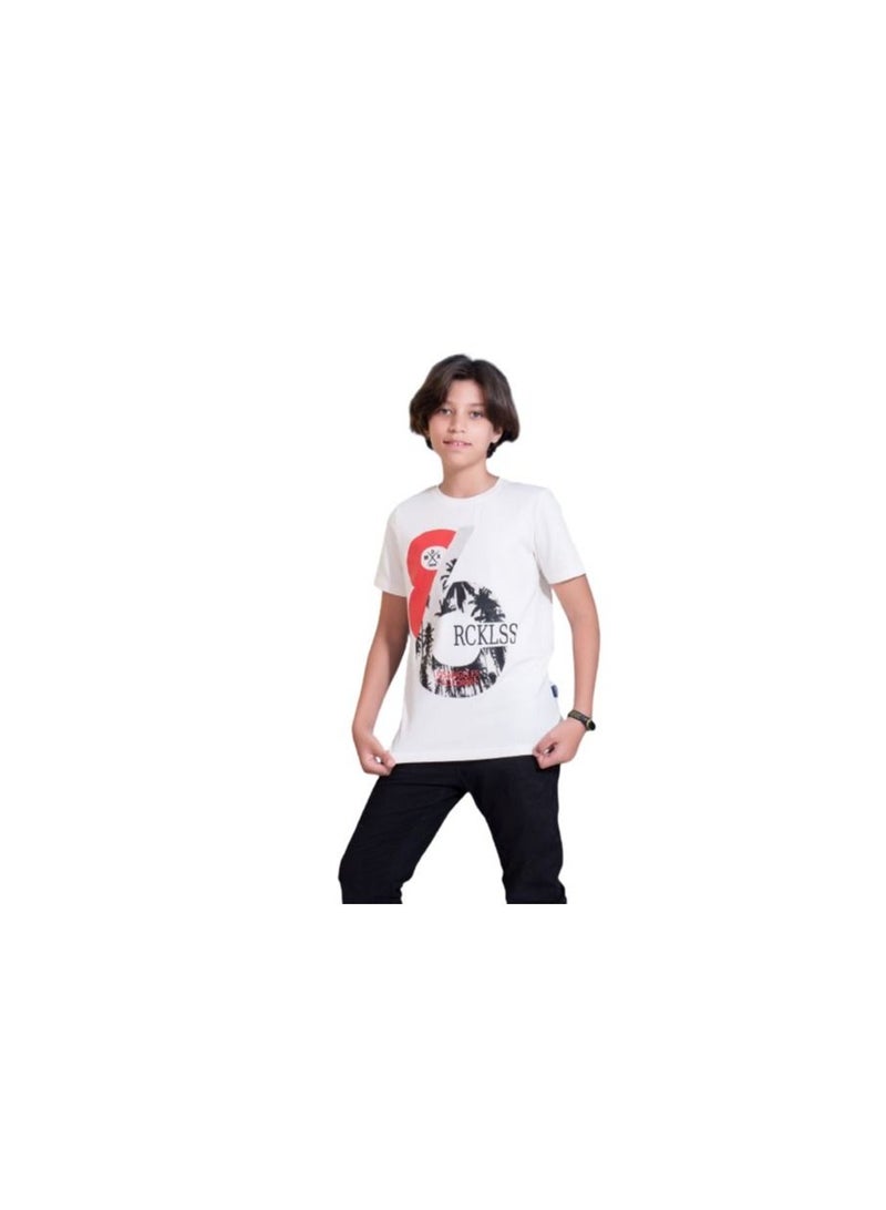 T-shirt for boys, off-white color 