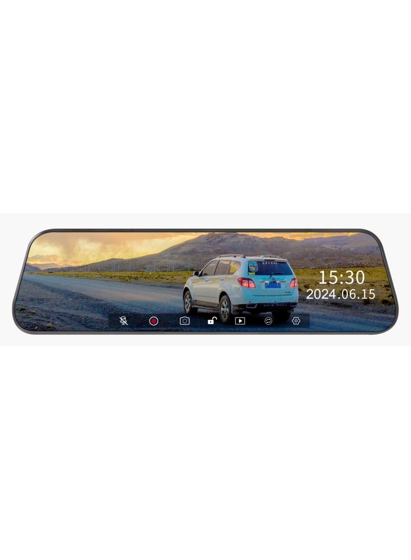 porodo Dash Camera with  9.66" Touch Screen/ Full HD Recording and Built-in Speaker / Dash Camera for Car / Easy to Use / Impact Detection / Mirror Lens / 1920 x 1080P Digital Video - Black  - Image 2
