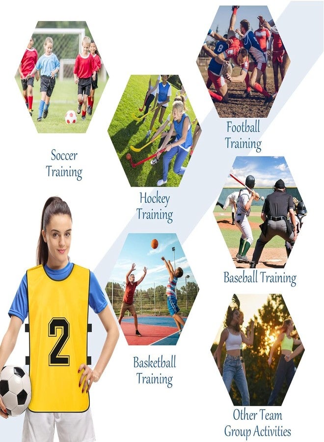 KisSealed 24 Pack Scrimmage Training Vest,Team Sports Pinnies Reversible Numbered Soccer Team Practice Penny Jerseys - Image 4