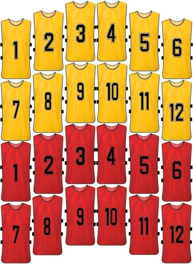 KisSealed 24 Pack Scrimmage Training Vest,Team Sports Pinnies Reversible Numbered Soccer Team Practice Penny Jerseys - Image 1