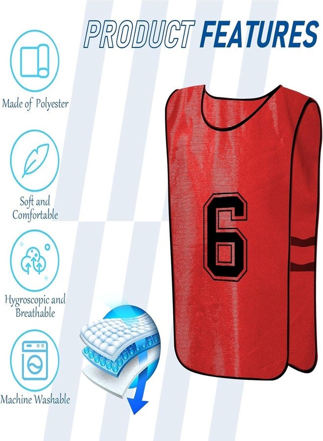 KisSealed 24 Pack Scrimmage Training Vest,Team Sports Pinnies Reversible Numbered Soccer Team Practice Penny Jerseys - Image 3