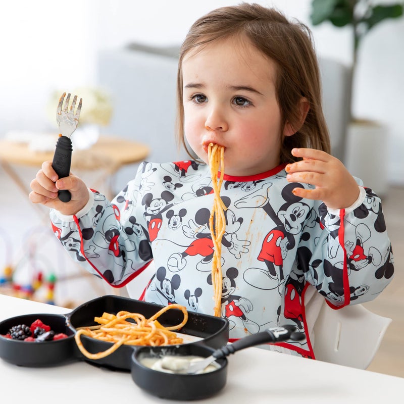 Bumkins Disney Bibs, Baby and Toddler Girls and Boys 6-24 Months, Long Sleeve, Essential Must Have for Eating, Feeding, Mess Saving Lightweight Waterproof Fabric Sleeved Smock, Mickey Mouse Classic - Image 3