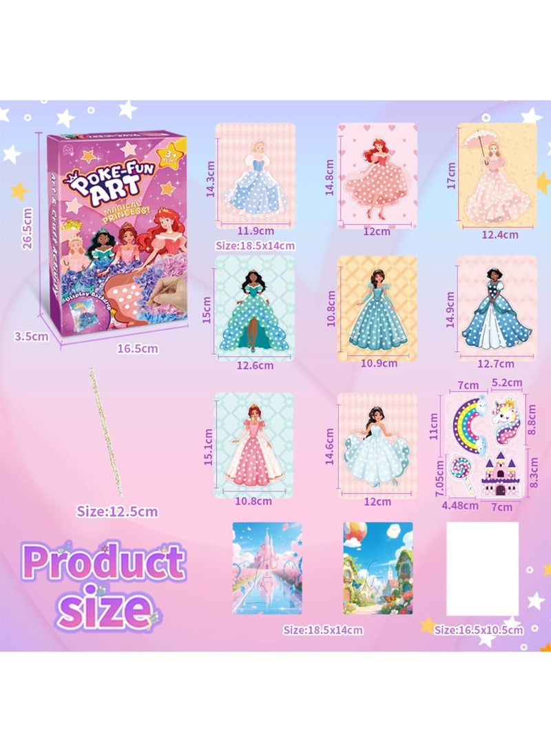 سيوسي Poke-in Art Craft Kit for Girls, DIY Cartoon Princess Dress-Up Game with 800+ Fabrics and 2 Sticks, Creative Activity for Kids Ages 3-10, Ideal for Birthday Parties, Art Classes, Home Play (12 Sets) - Image 3
