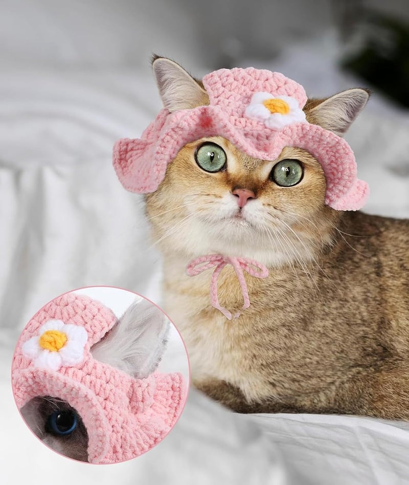 BdelrinQue Cat Hat, Cats Clothes, Pink Cat Accessories, Pet Accessorie Supplies, Suitable for Small Pets, Fun Outfits, Cats Accessories for Parties and Photography - Image 5