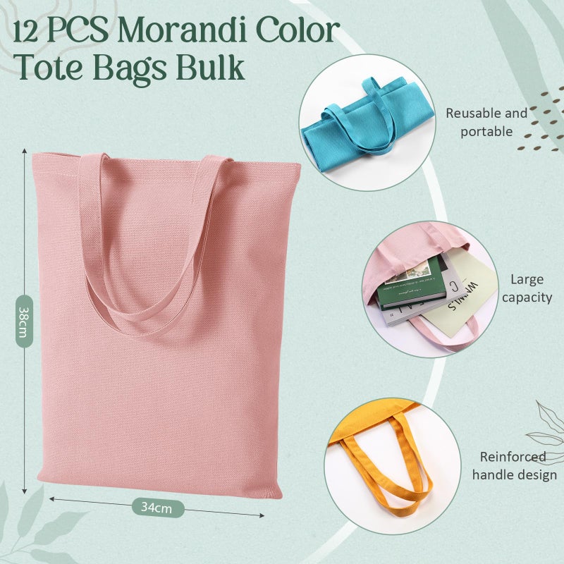Dansydaisy 24 Pack Blank Tote Bags Bulk and Makeup Pouches 13 x 15 Inch Cotton Reusable Grocery Shopping Cloth Bags with Handles Pencil Cases with Zipper for DIY, Travel, Birthday Gift - Image 4