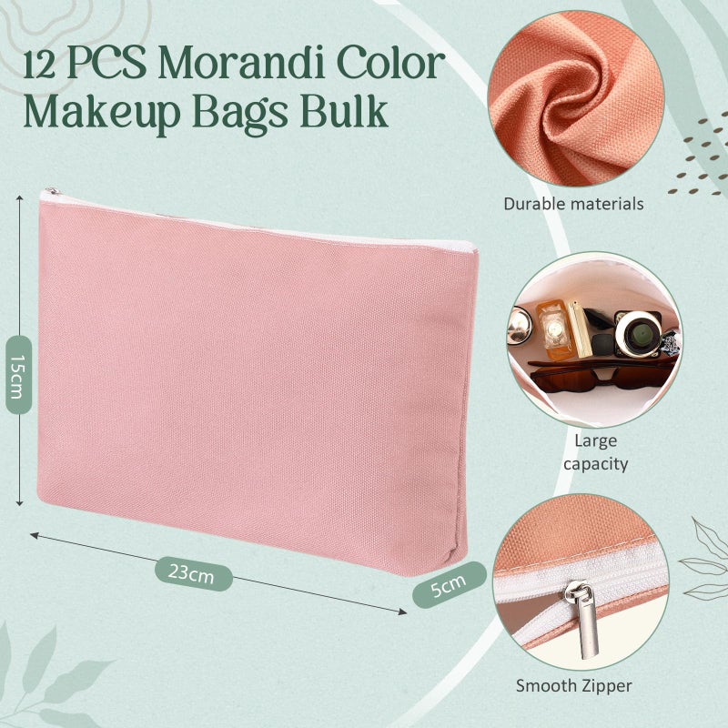 Dansydaisy 24 Pack Blank Tote Bags Bulk and Makeup Pouches 13 x 15 Inch Cotton Reusable Grocery Shopping Cloth Bags with Handles Pencil Cases with Zipper for DIY, Travel, Birthday Gift - Image 5